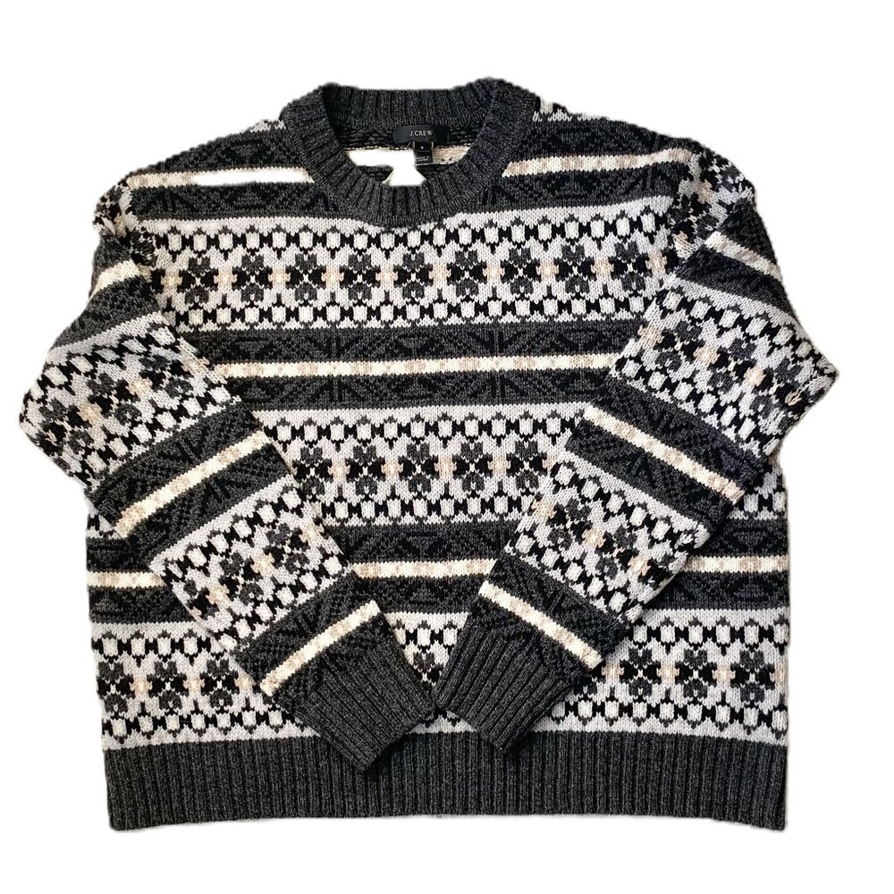 NWT J. Crew Fair Isle Cropped Wool Sweater, Multi-colored, Small